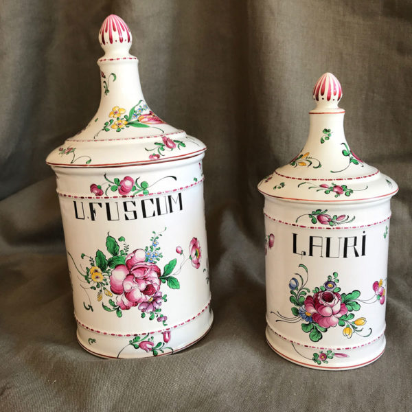 2-Large-Porcelain-Faience-apothecary-Jars
